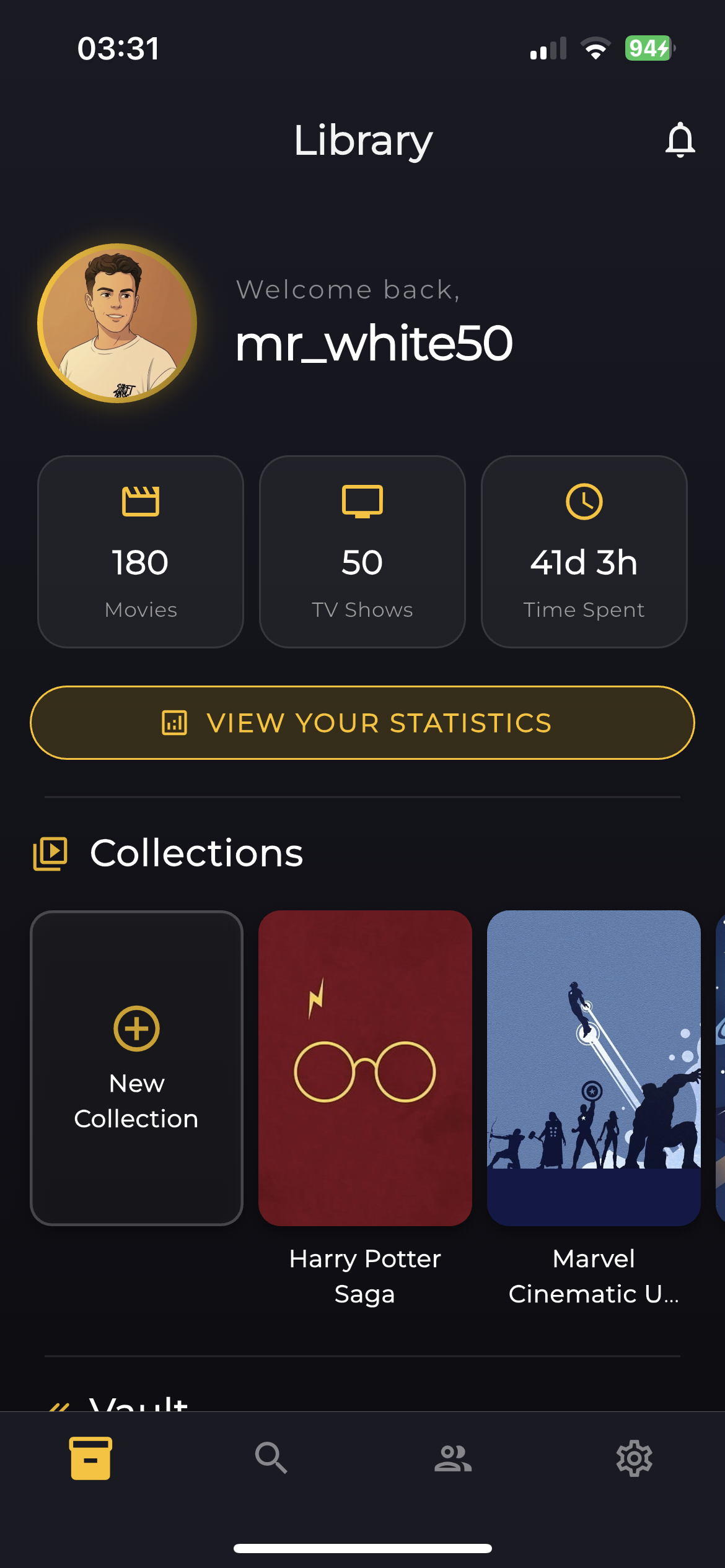 ViewVault App Home Screen
